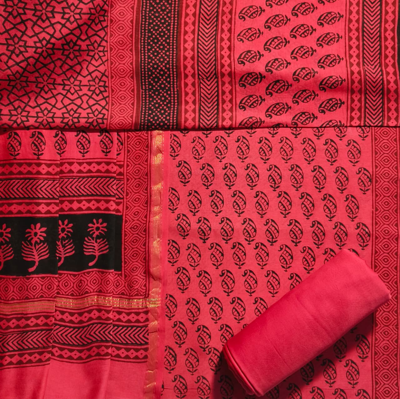 Shop unstitched bagh print chanderi silk suits (CHA02)