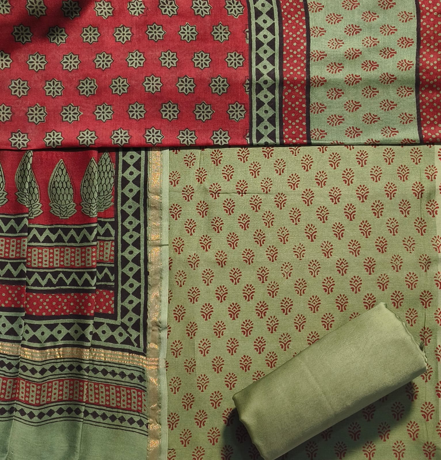 Shop block printed chanderi silk suits online shopping (CHA06)
