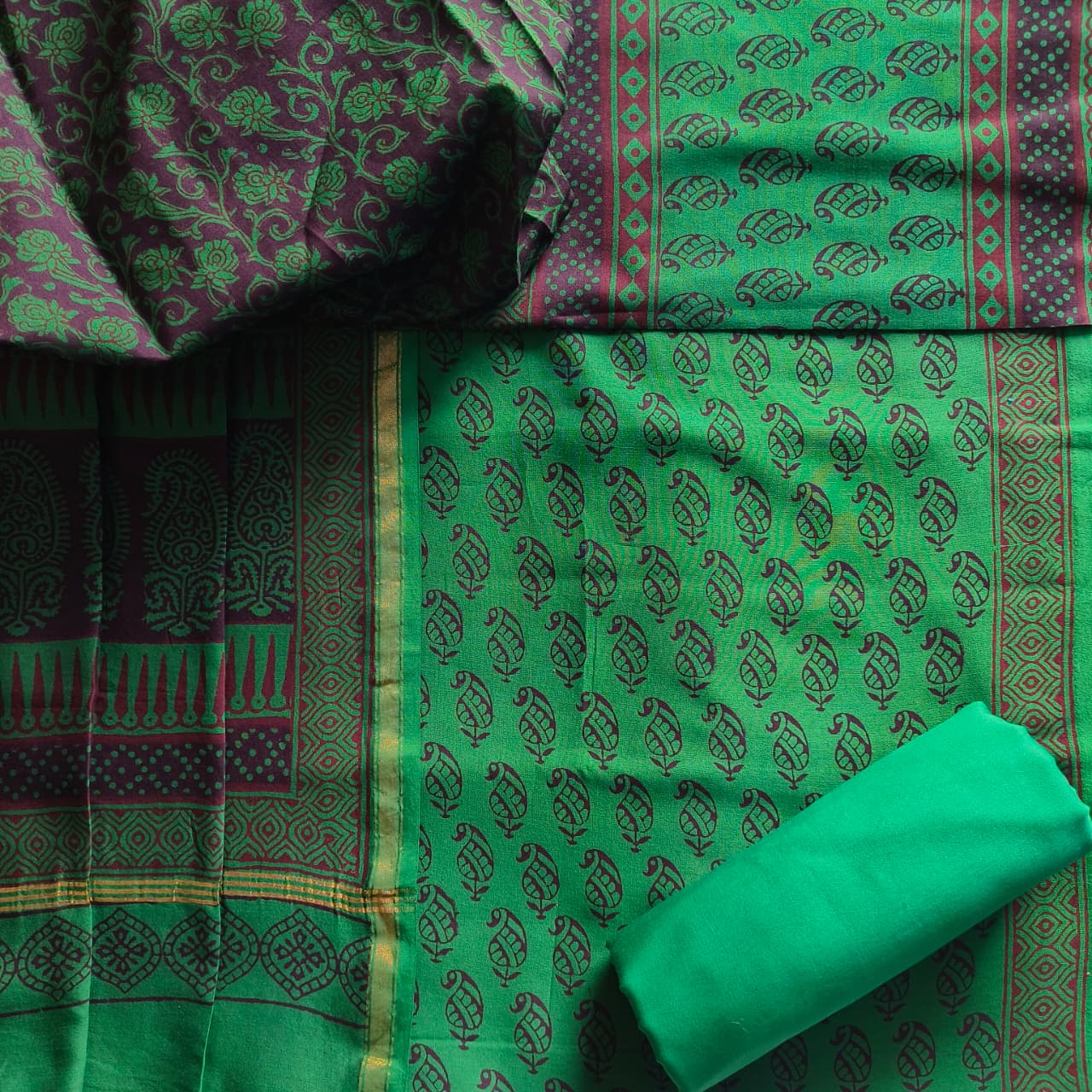 Shop hand block printed chanderi silk suits online shopping (CHA10)