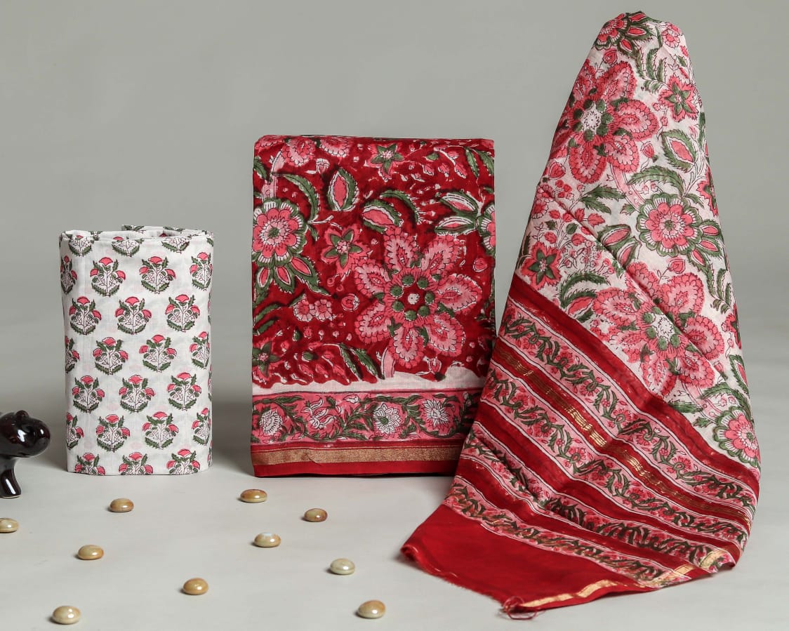 Shop unstitched chanderi silk suit sets online shopping (CHA124)