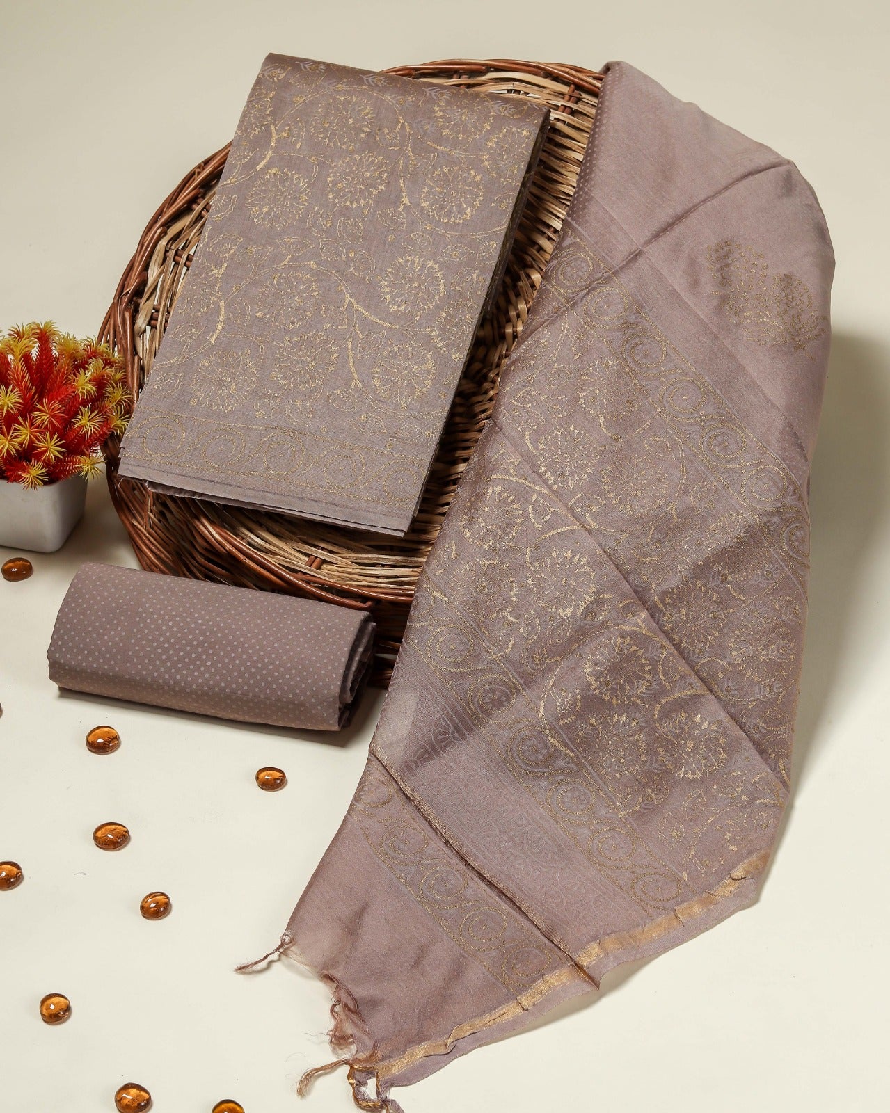 Shop block print chanderi silk suits online (CHA132)