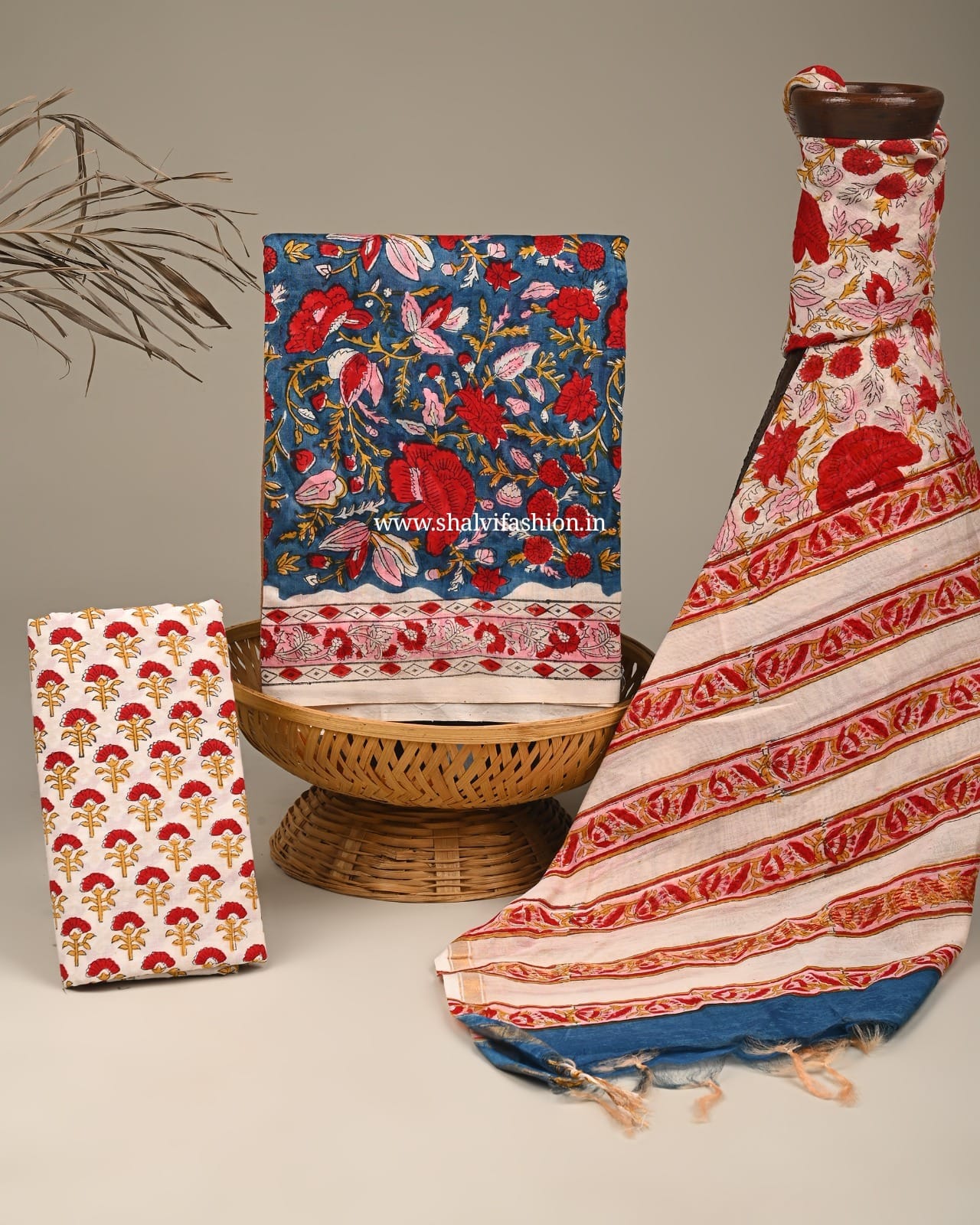 Shop block print chanderi silk suits in jaipur (CHA147)