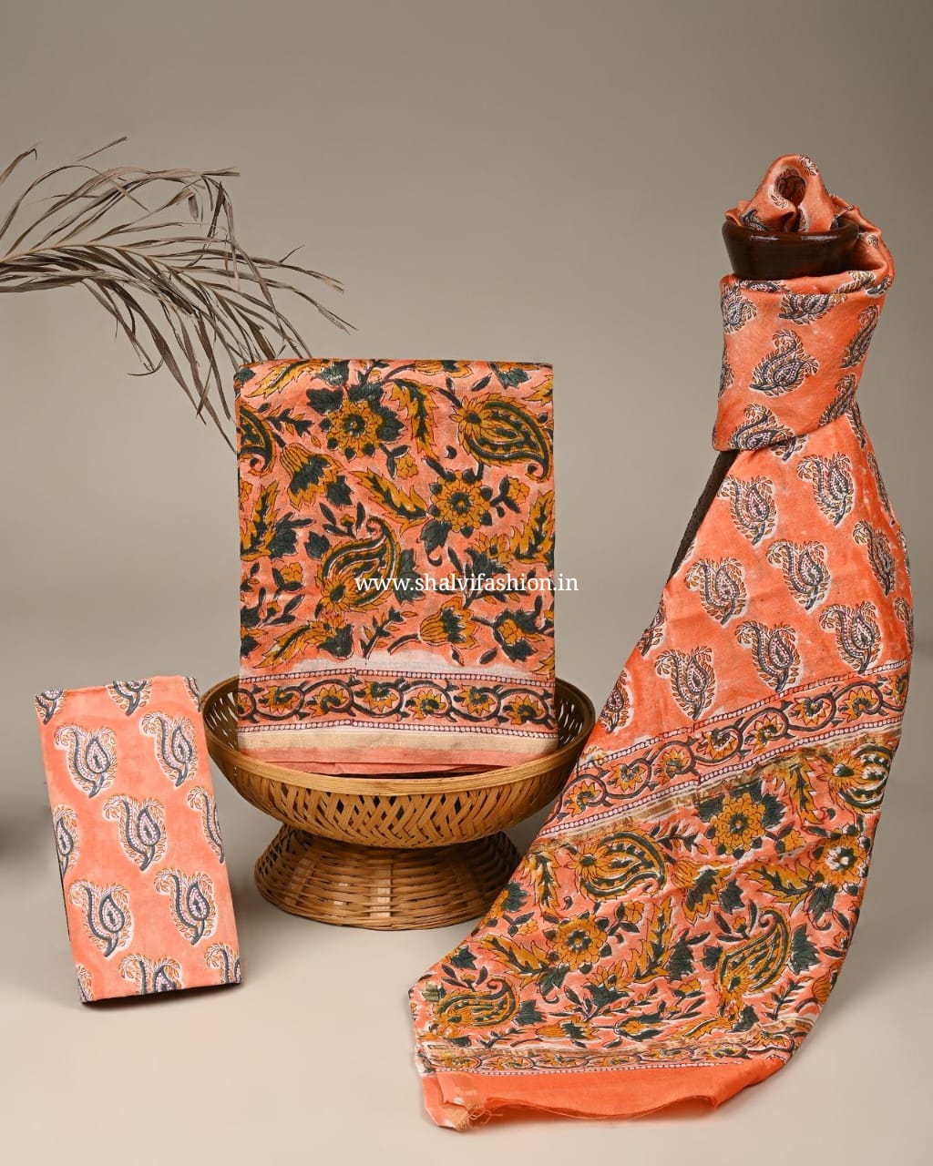 Shop hand block printed gajji chanderi silk suits (CHA160)