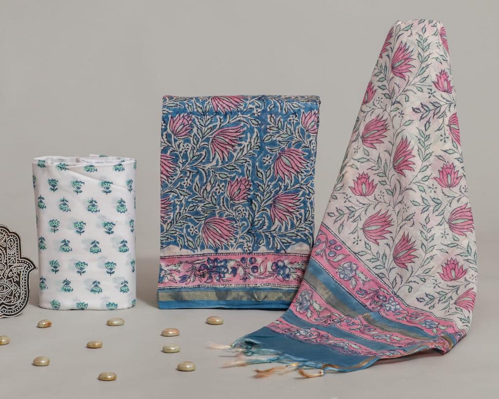 Shop unstitched chanderi silk suits online shopping (CHA164)