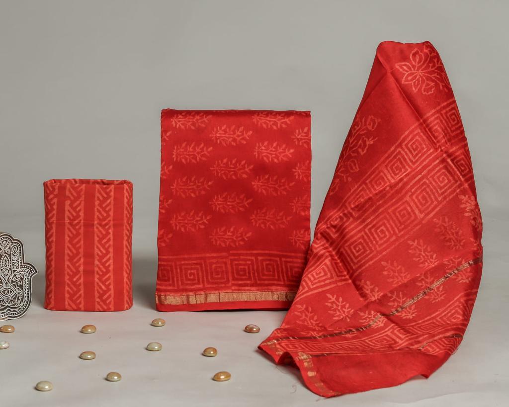 Shop unstitched chanderi silk suits online (CHA169)