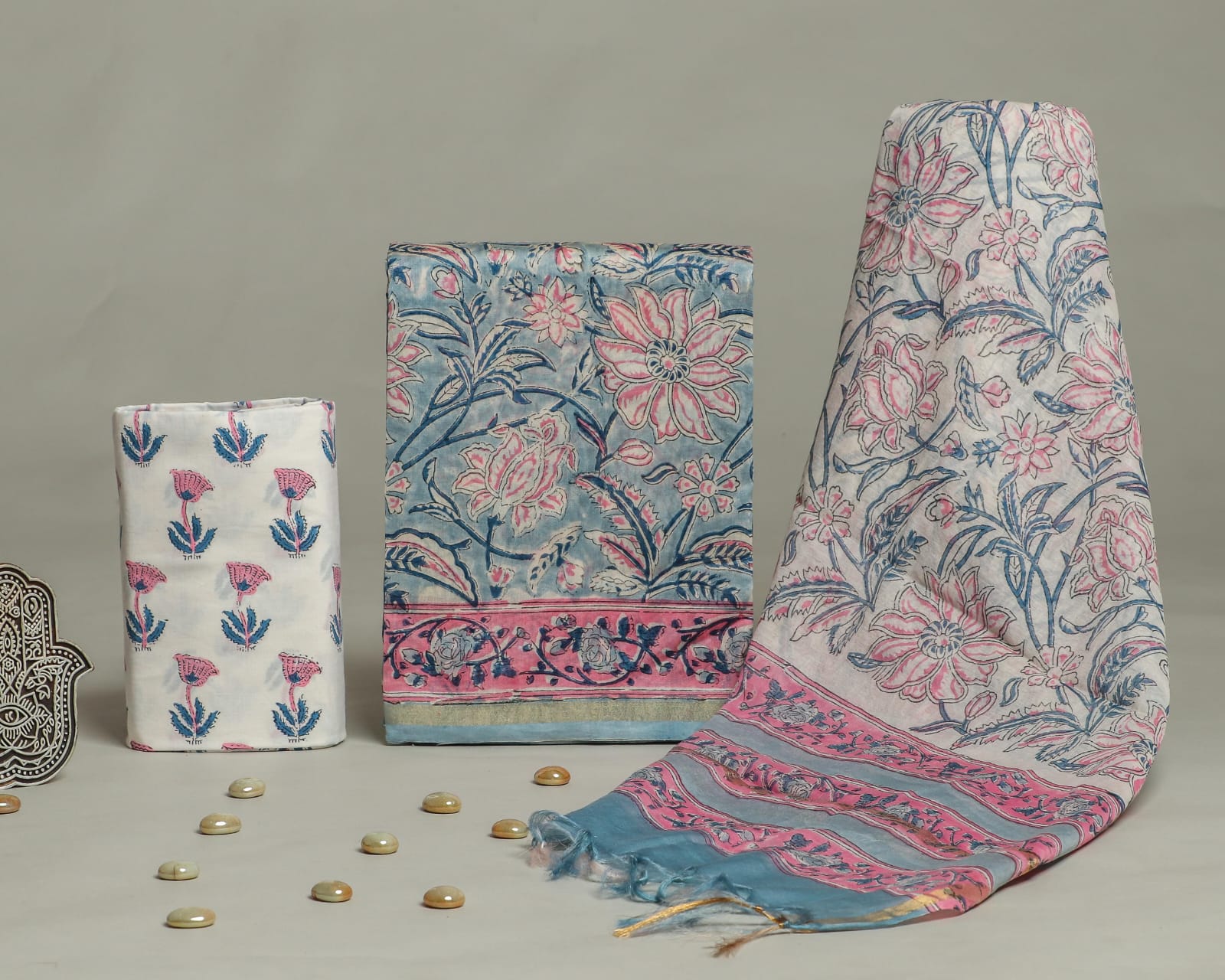 Shop block print chanderi silk suits online (CHA177)