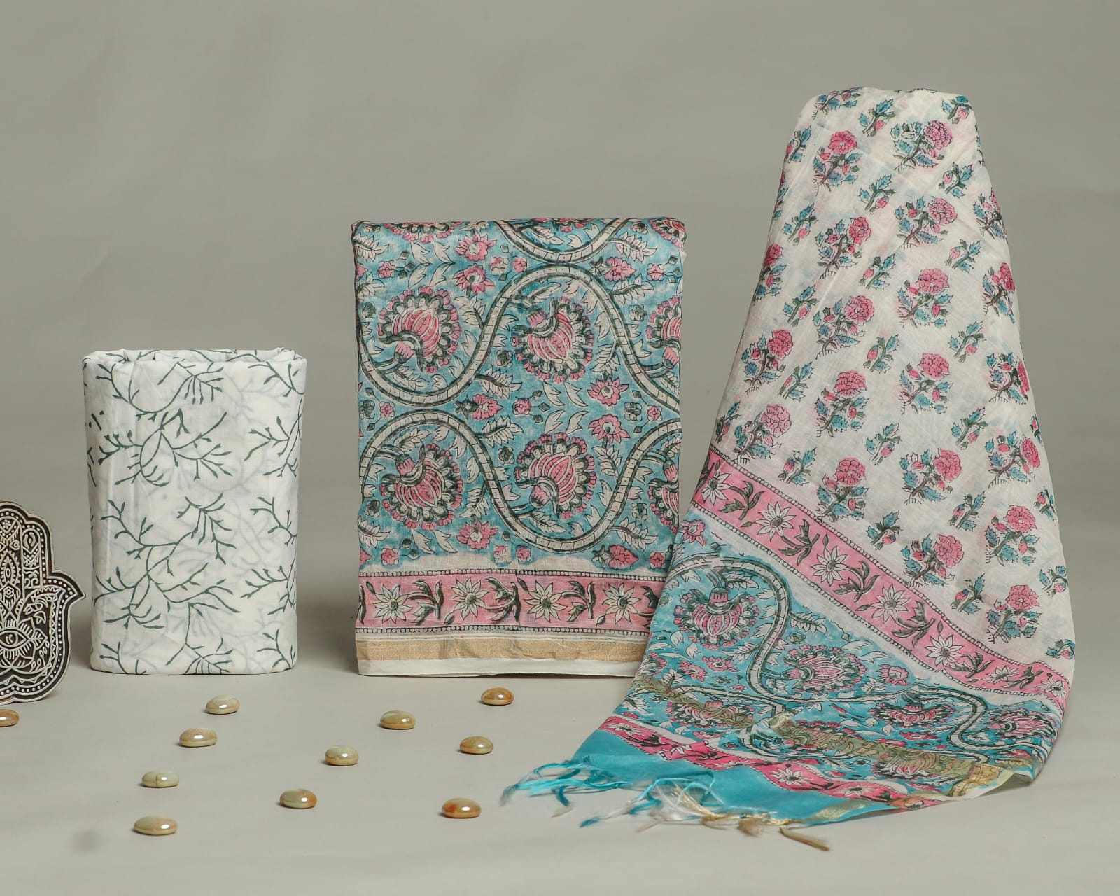 Shop jaipuri print chanderi silk suits online shopping (CHA178)