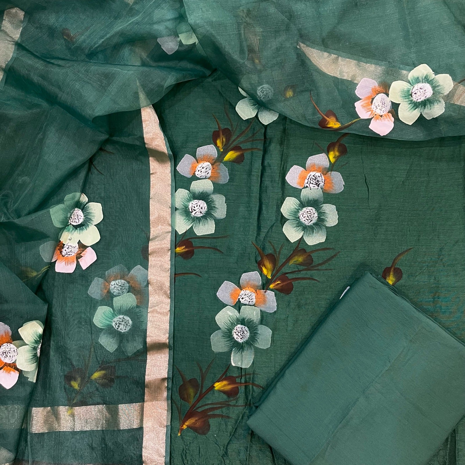Shop hand painted chanderi silk suits in jaipur (CHA197)