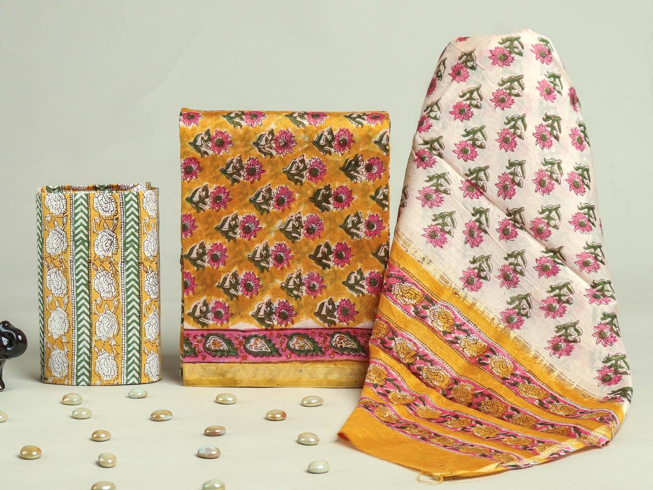 Shop jaipuri printed chanderi silk suits online (CHA204)