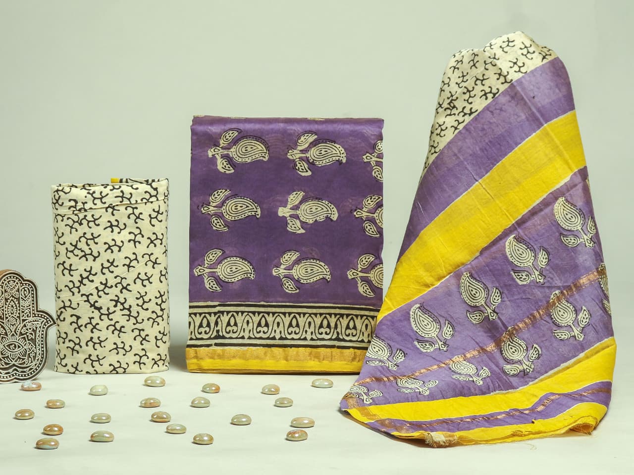 Shop block printed chanderi silk suits in jaipur (CHA231)