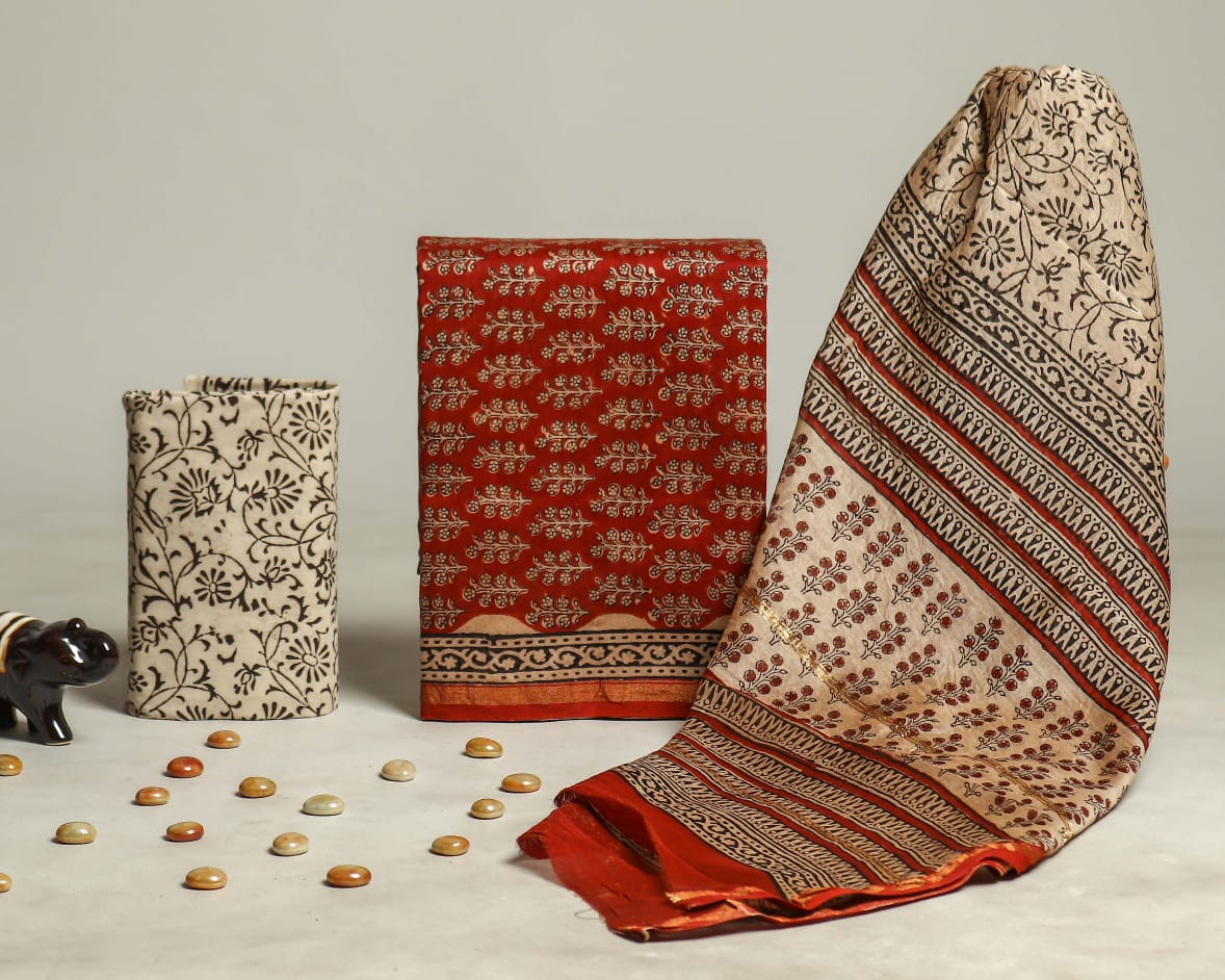 Shop unstitched chanderi silk suits in jaipur (CHA236)