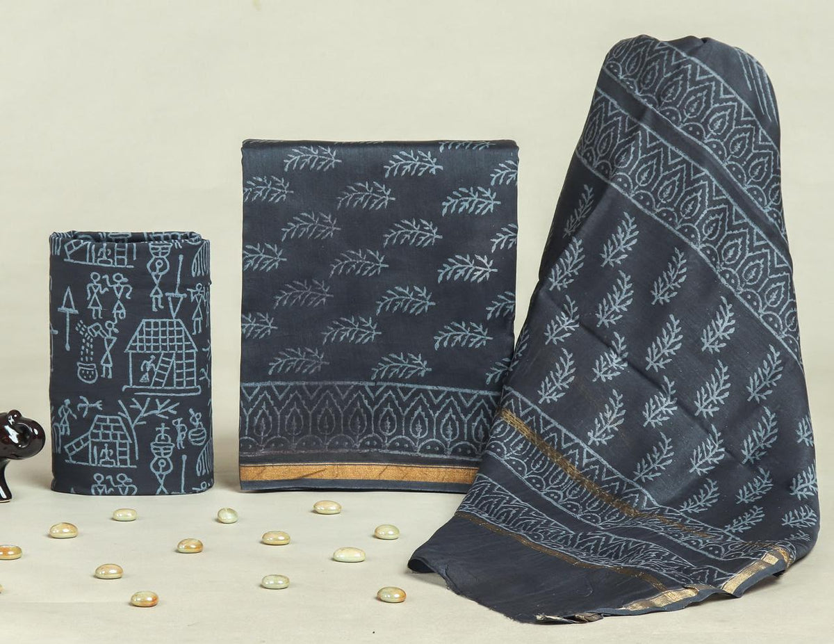 Shop unstitched chanderi silk suits online (CHA279)