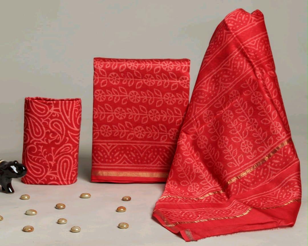 Shop block print chanderi silk suits online CHA27)
