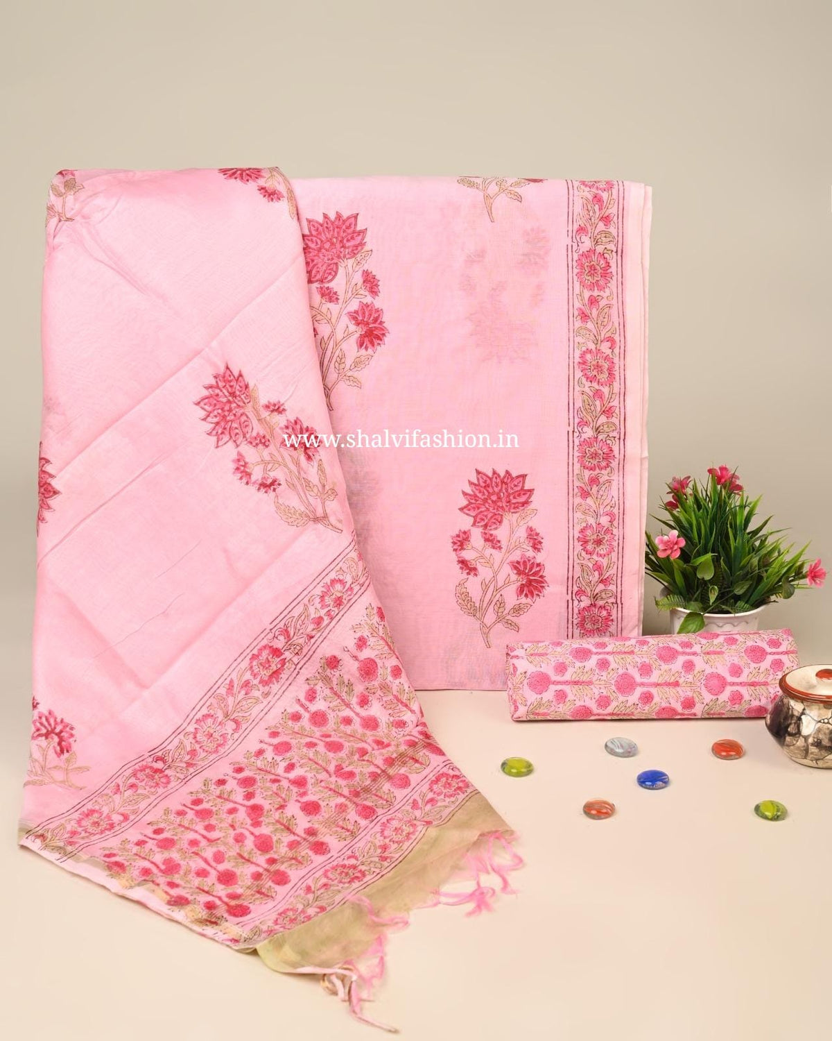 Shop unstitched chanderi suits online shopping (CHA294)