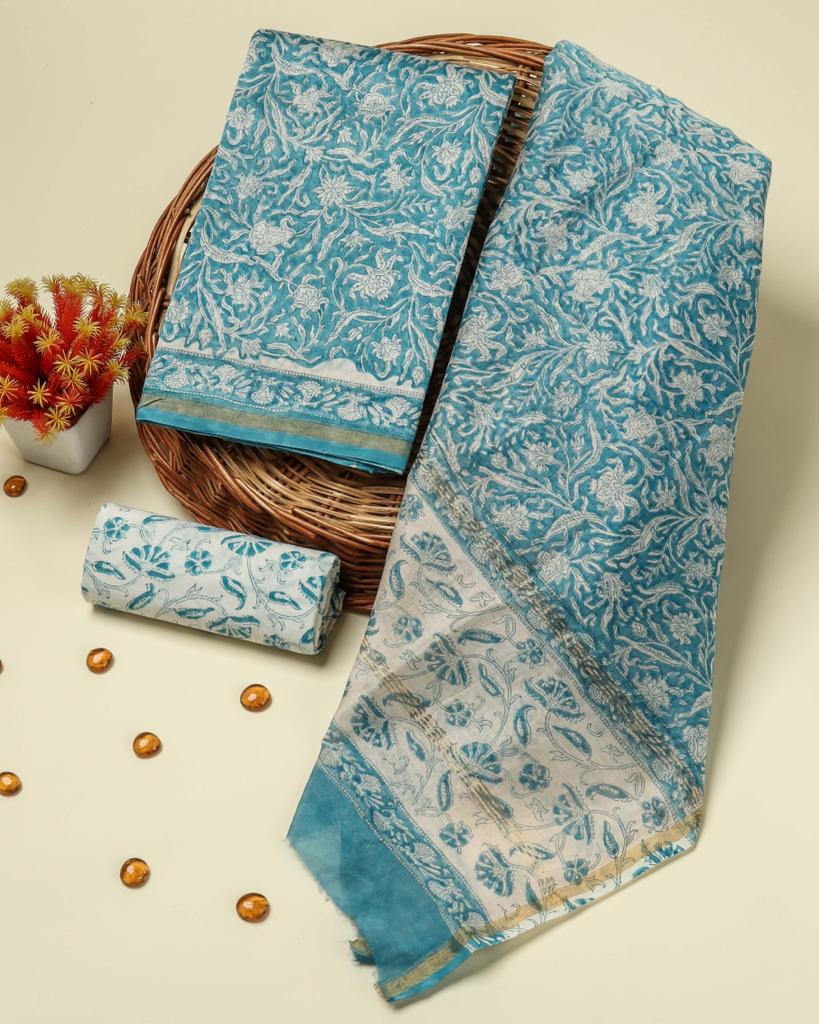 Shop unstitched chanderi silk suits online shopping (CHA339)