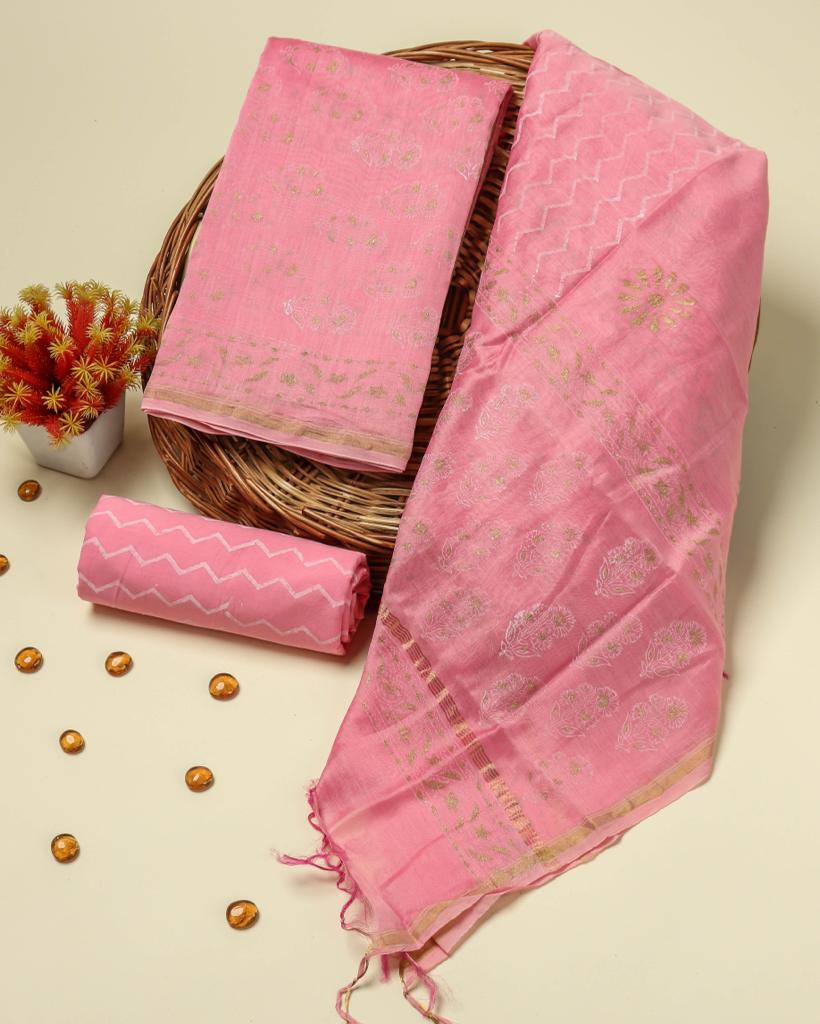 Shop pink jaal print chanderi silk suits online (CHA354)