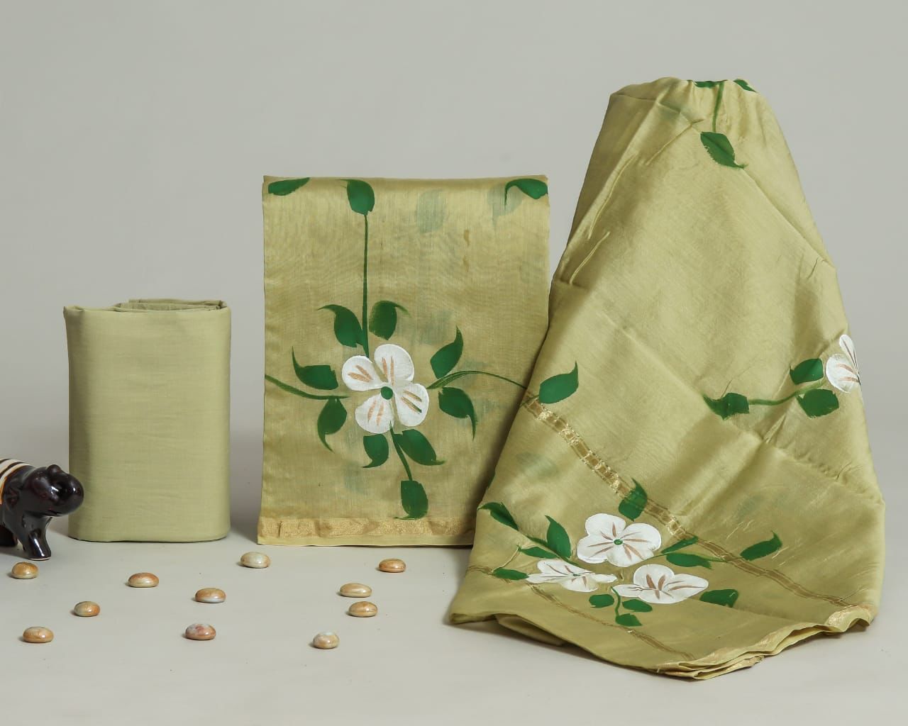 Shop hand painted chanderi silk suits online (CHA369)