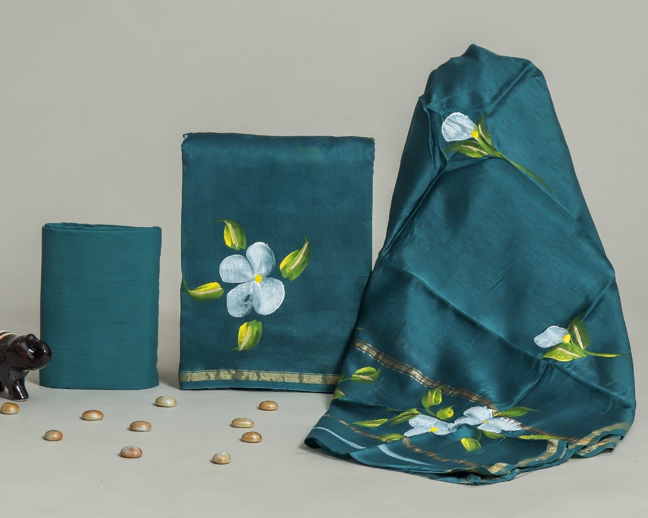 Shop hand painted chanderi silk suits online shopping (CHA371)