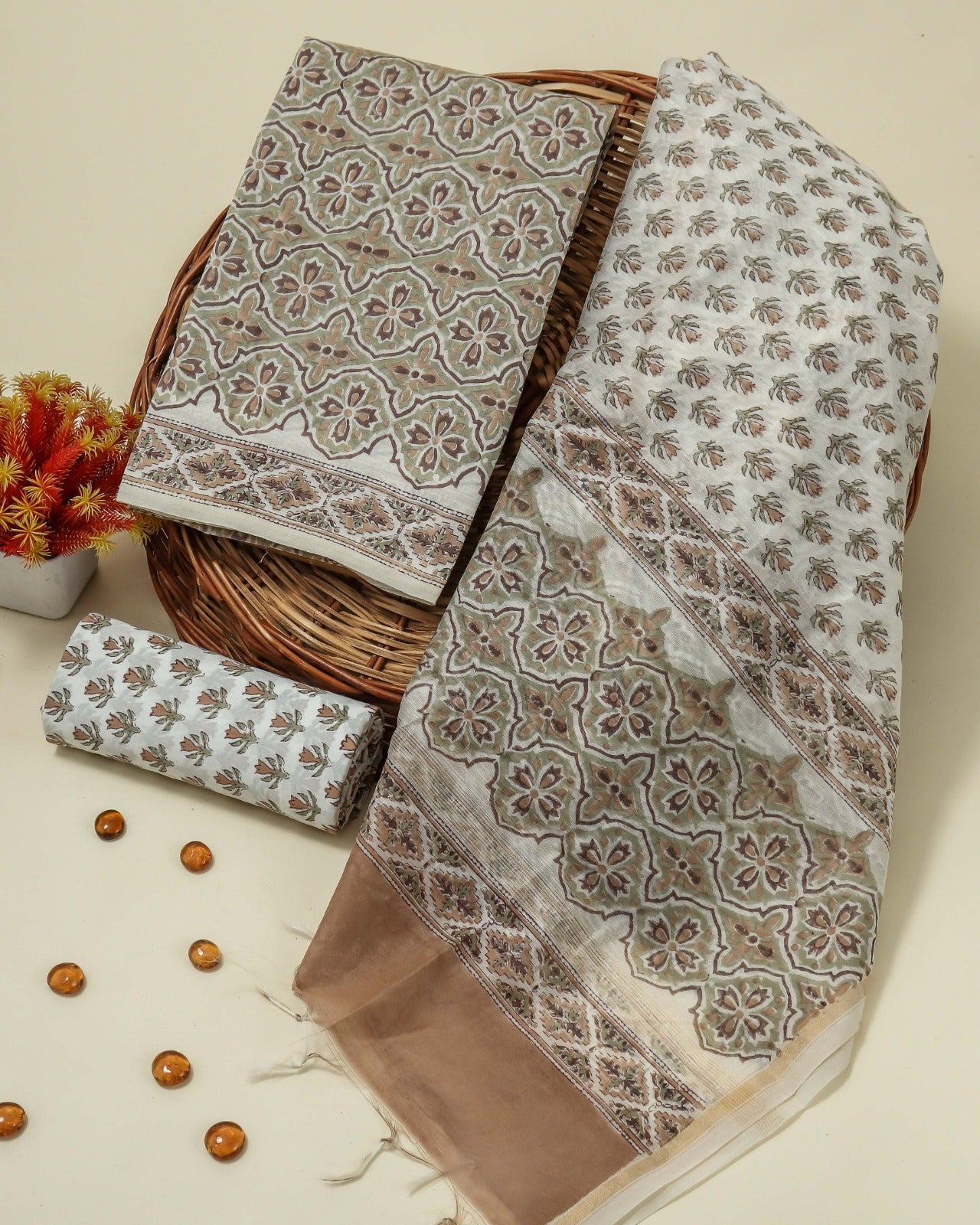 Shop jaipuri print chanderi silk suits online shopping (CHA377)