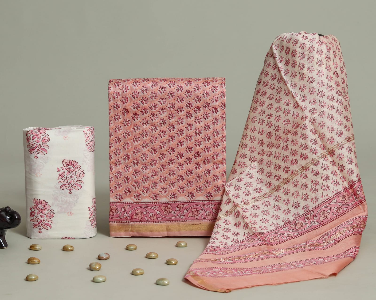 Shop hand block printed chanderi silk suits online (CHA384)