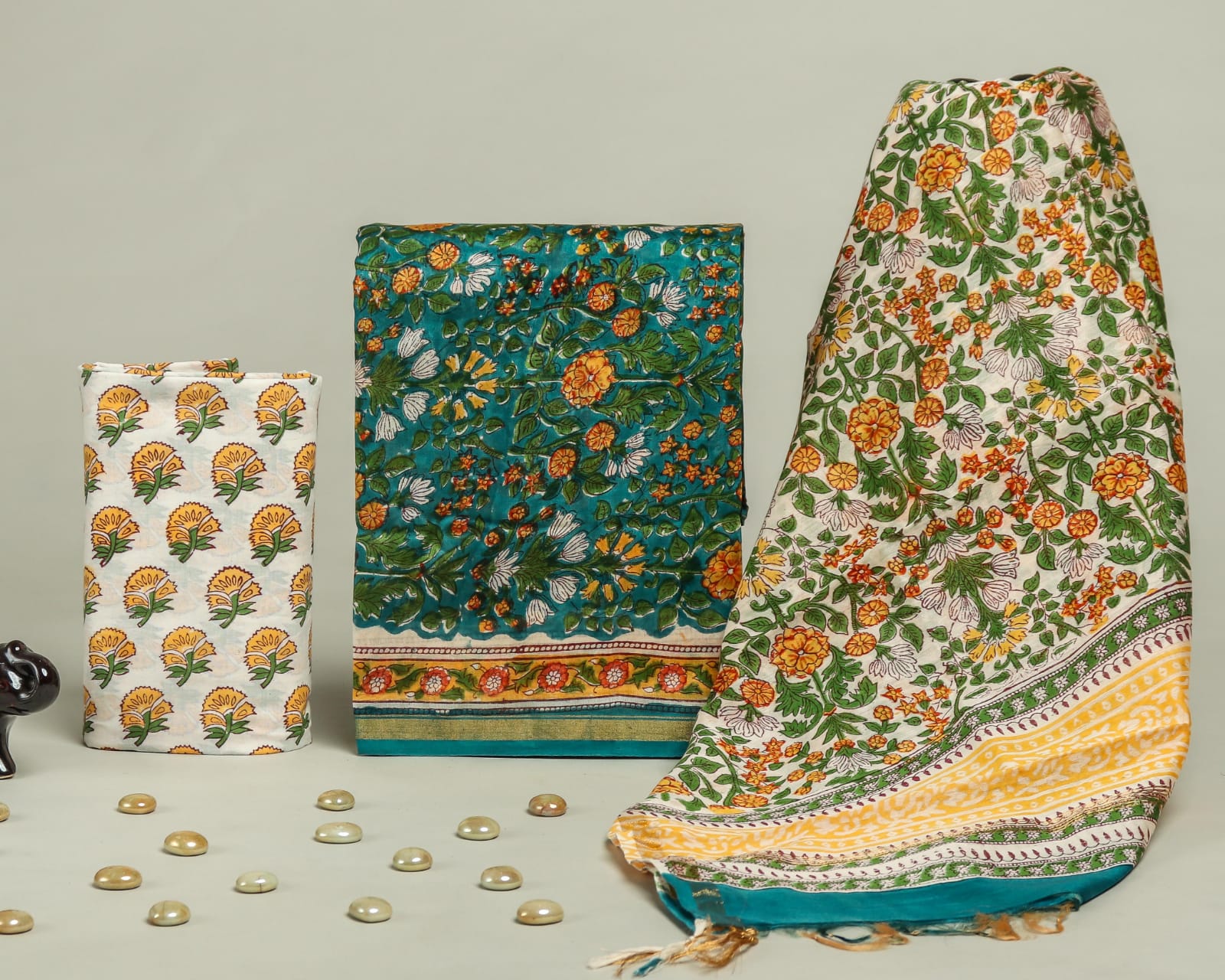 Shop hand block print chanderi silk suits in jaipur (CHA404)