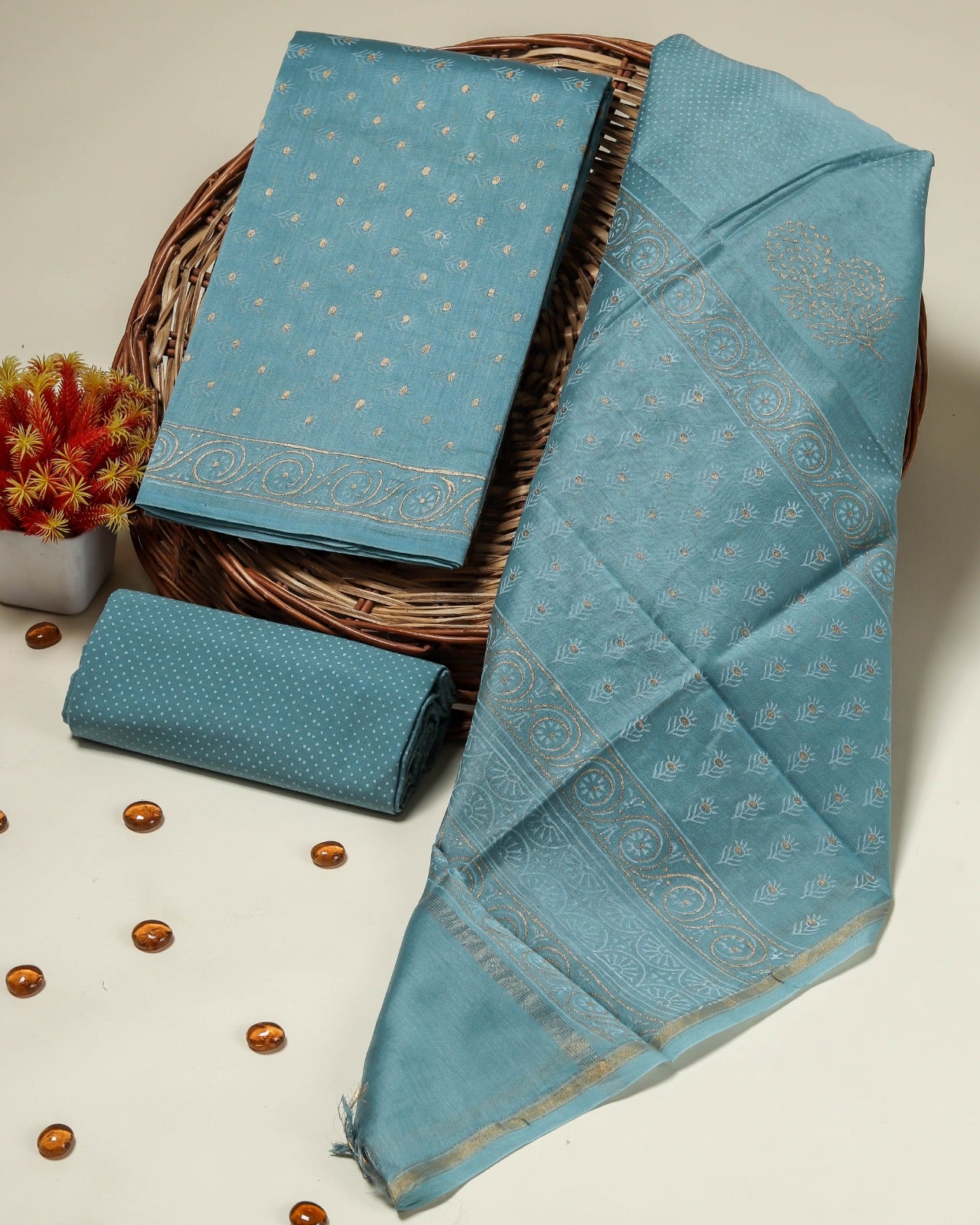 Shop unstitched chanderi silk suits online (CHA666)