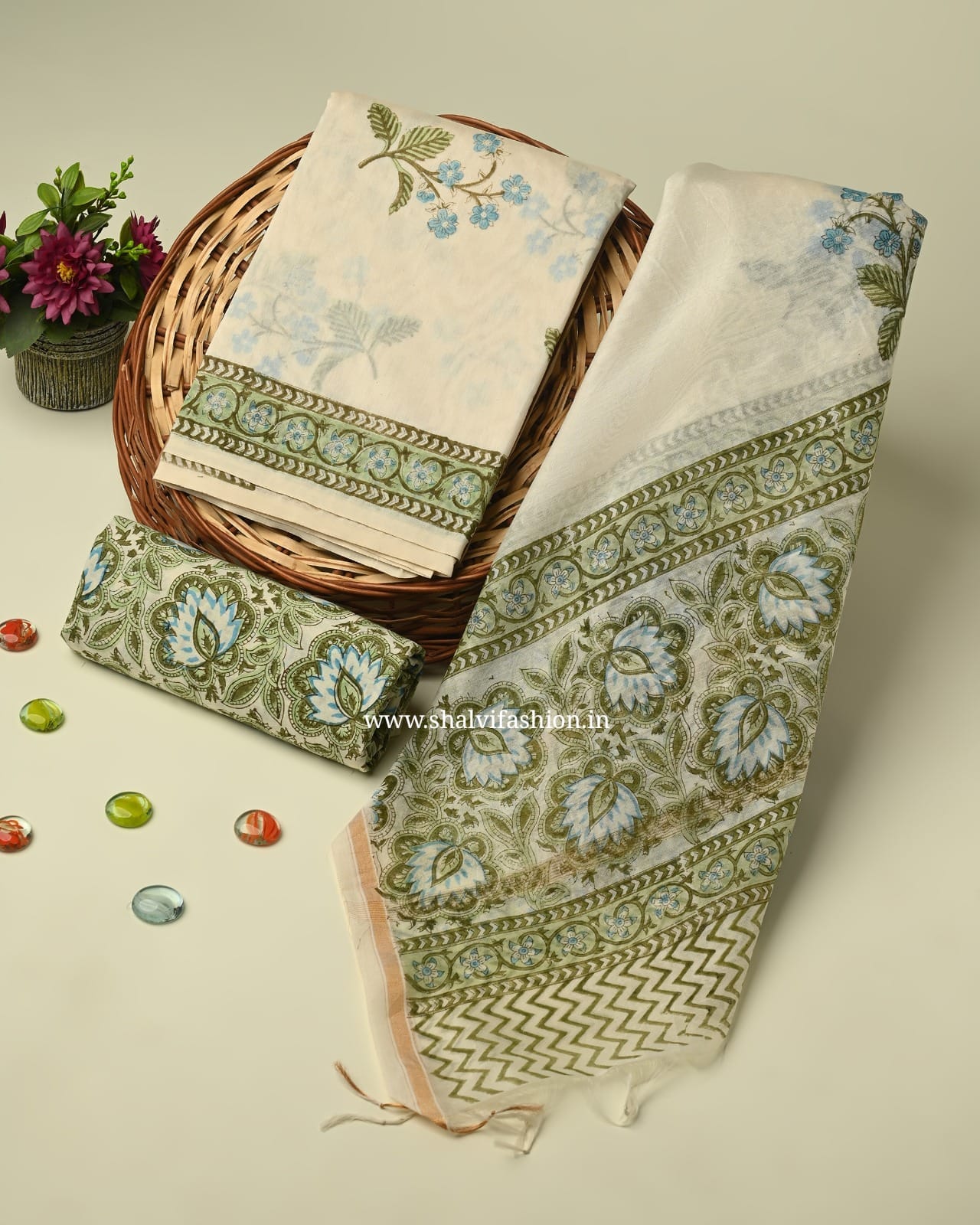 Shop buta print chanderi silk suits in jaipur (CHA820)