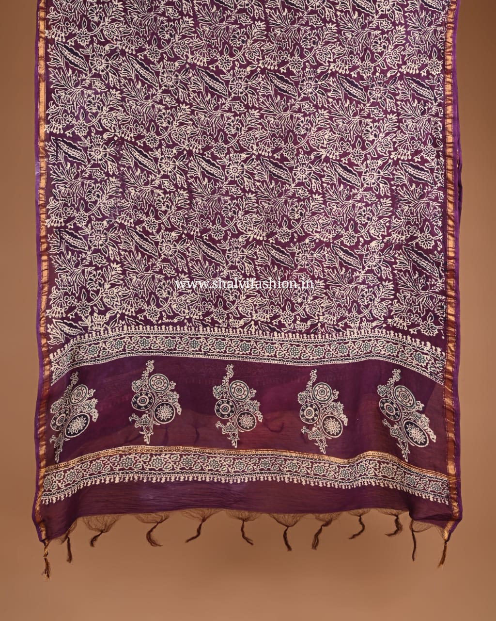 Shop unstitched ajrak print chanderi 2 pcs set (CHA863)