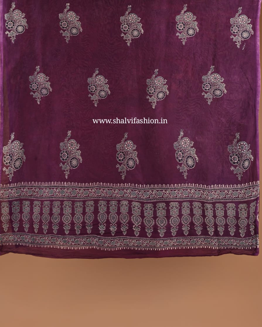 Shop unstitched ajrak print chanderi 2 pcs set (CHA863)