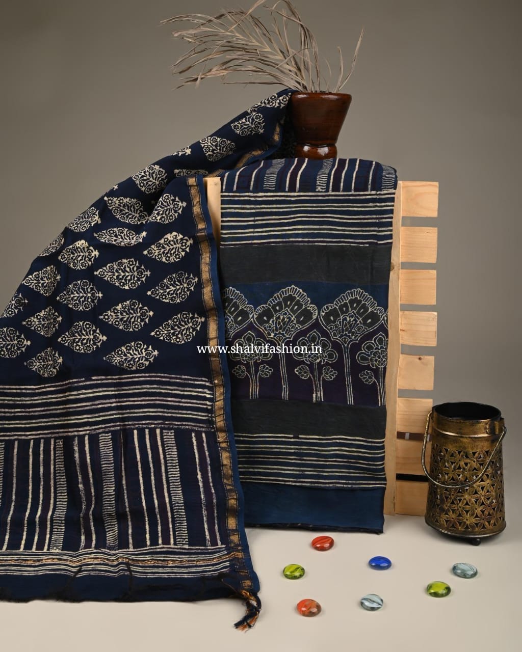 Shop ajrak print chanderi silk two piece sets (CHA864)