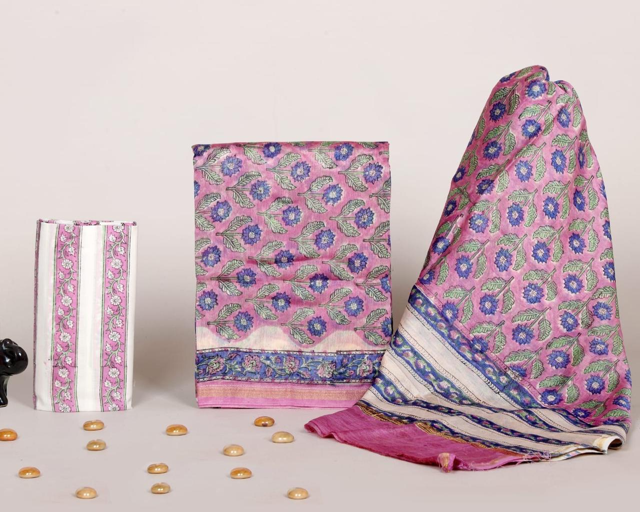 Shop jaipuri print chanderi silk suits online (CHA875)