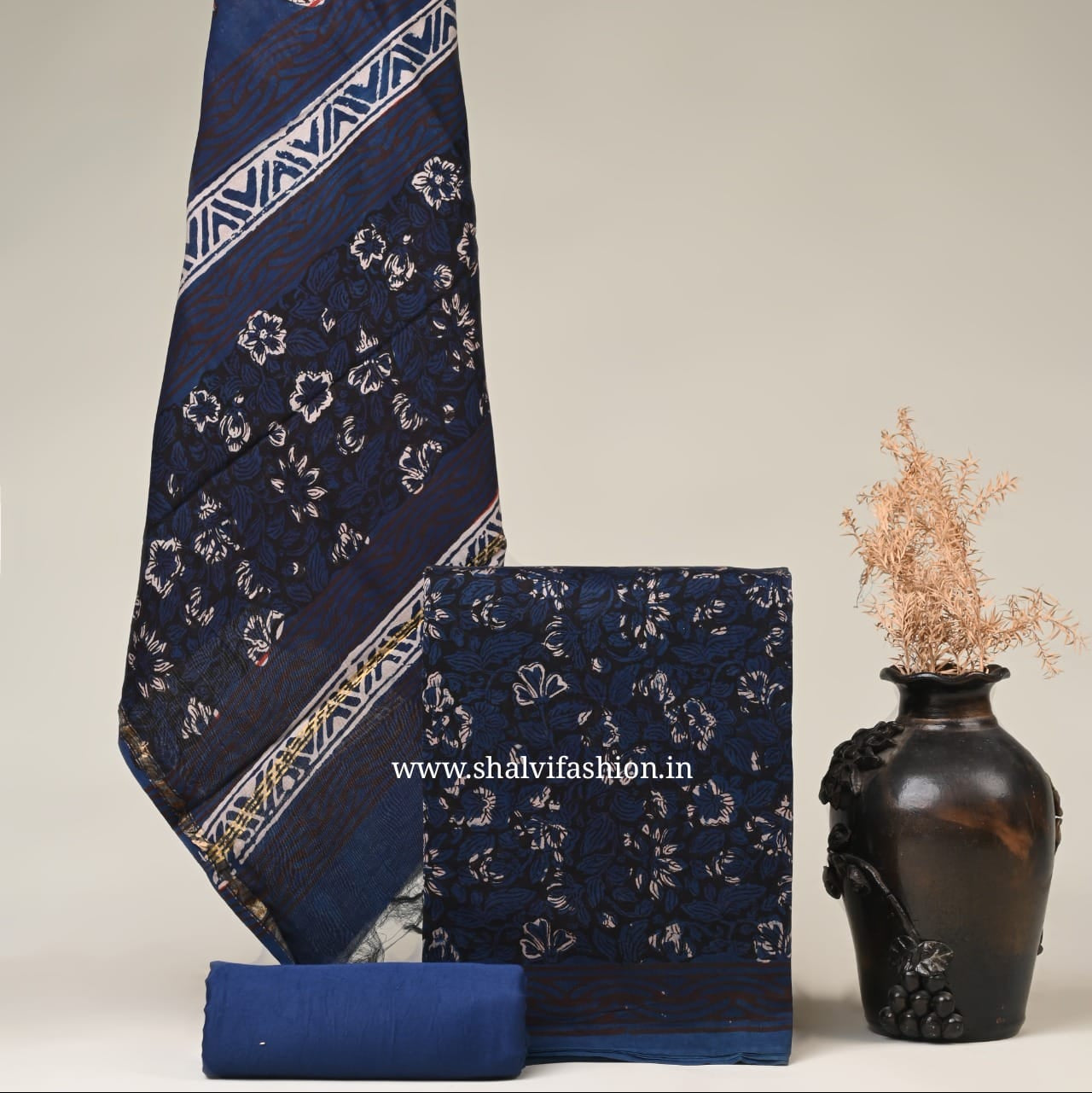 Shop jaipuri jahota print chanderi silk suits online (CHA92)