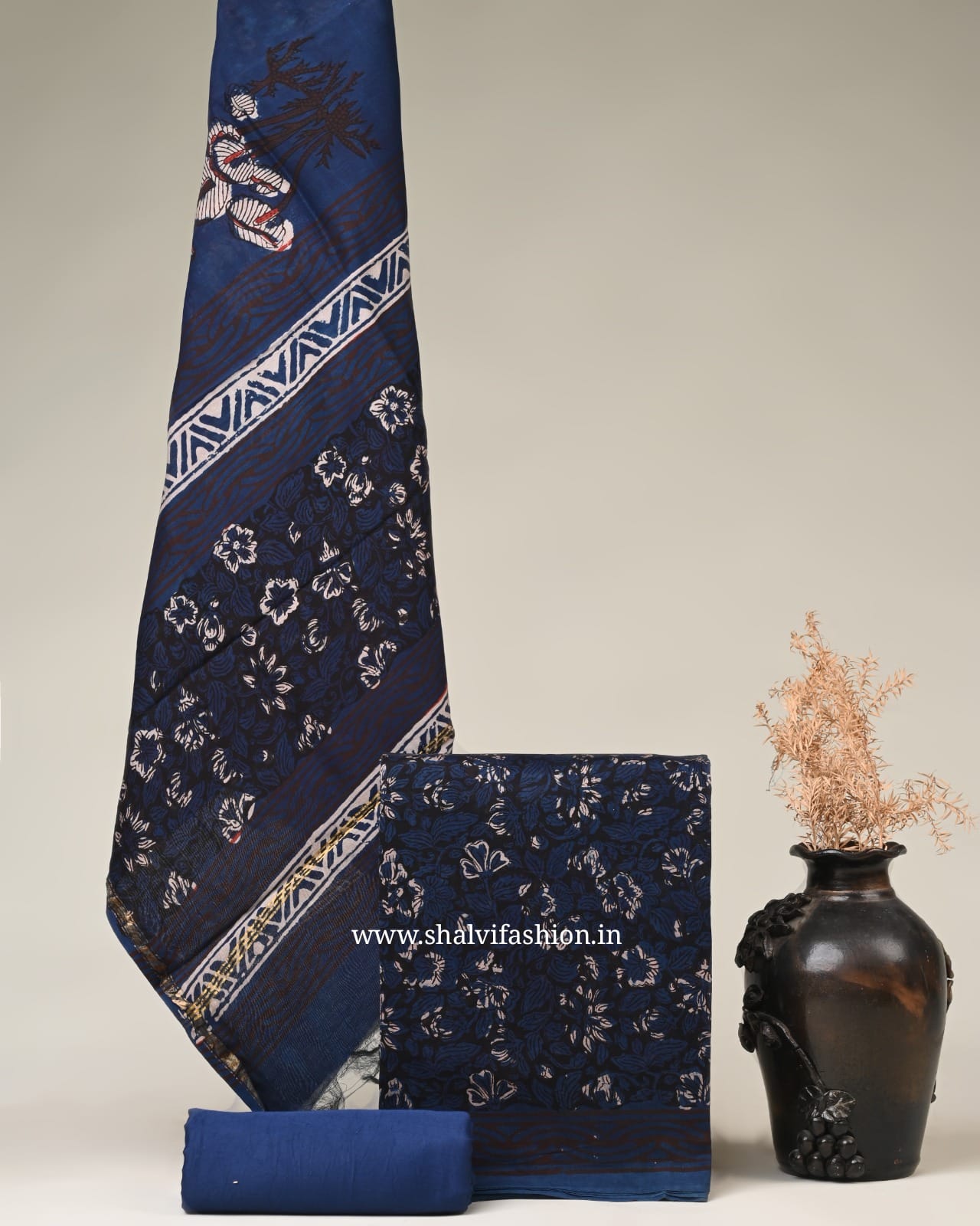 Shop jaipuri jahota print chanderi silk suits online (CHA92)