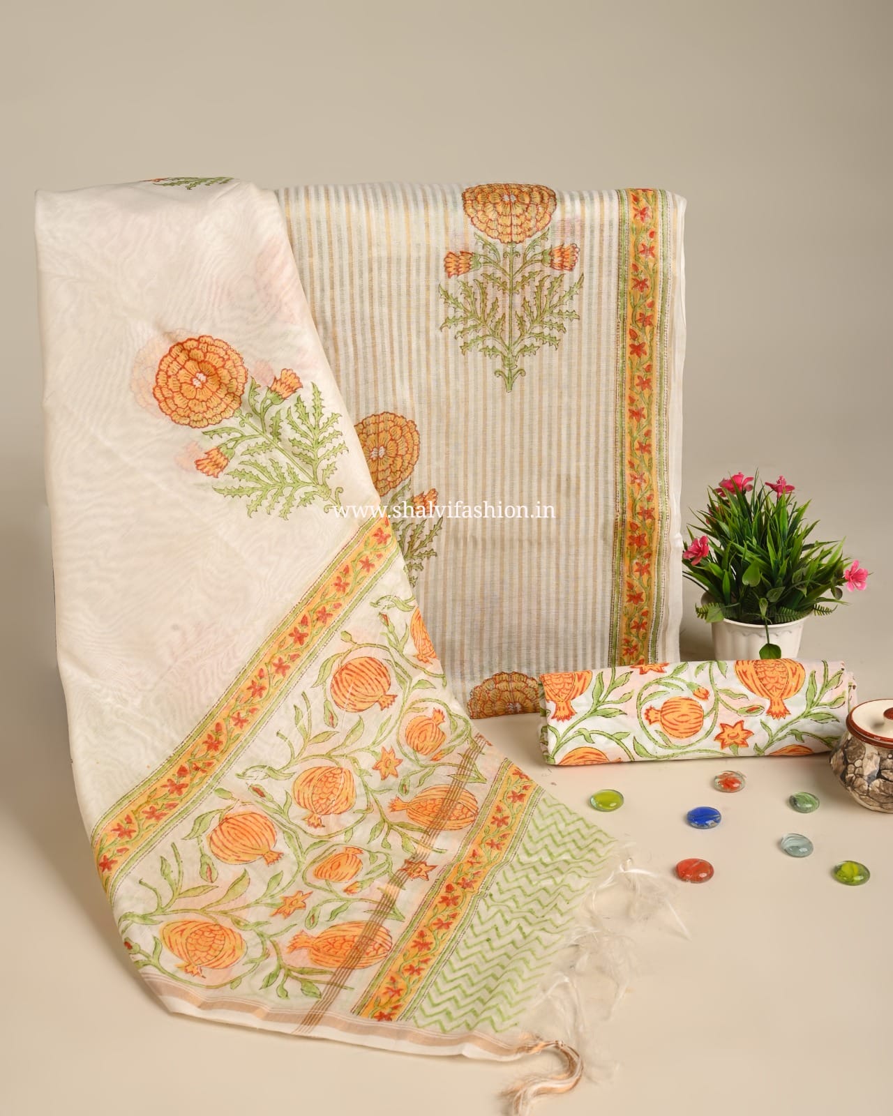 Buta Print Mul Chanderi Silk Suit Set (CHA955)