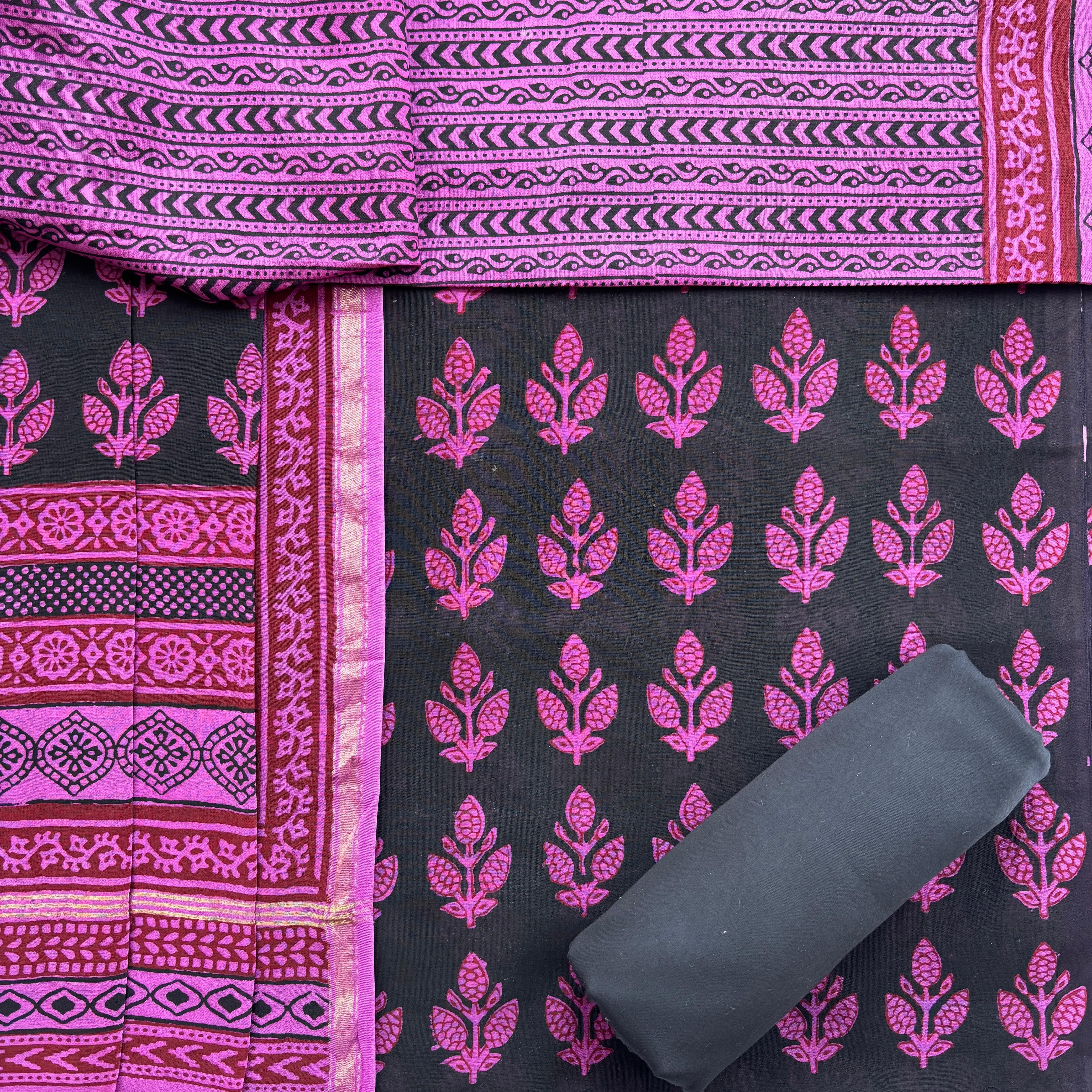 Shop unstitched bagh printed chanderi suits (CHA959)