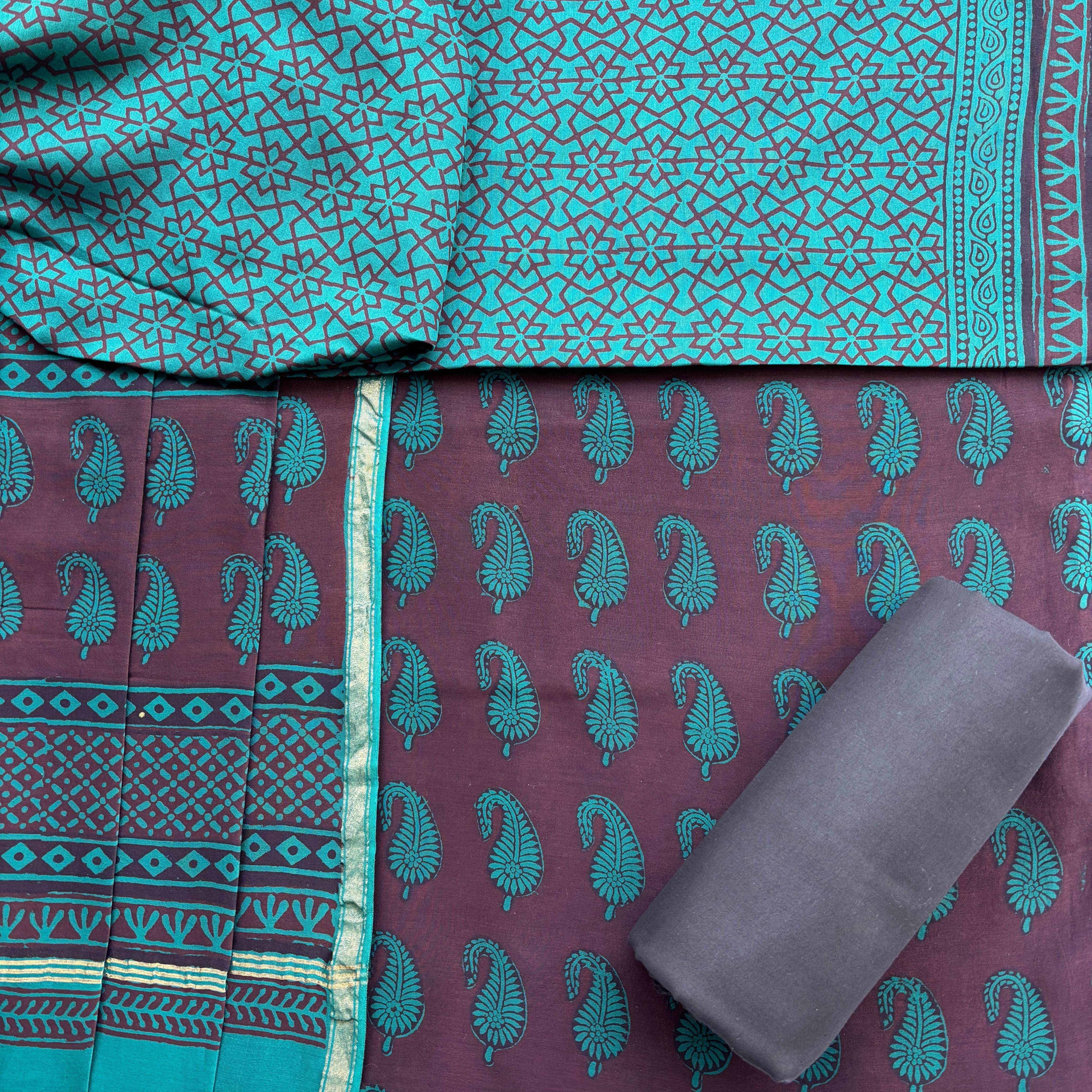 Shop unstitched bagh printed chanderi silk suits in jaipur (CHA960)