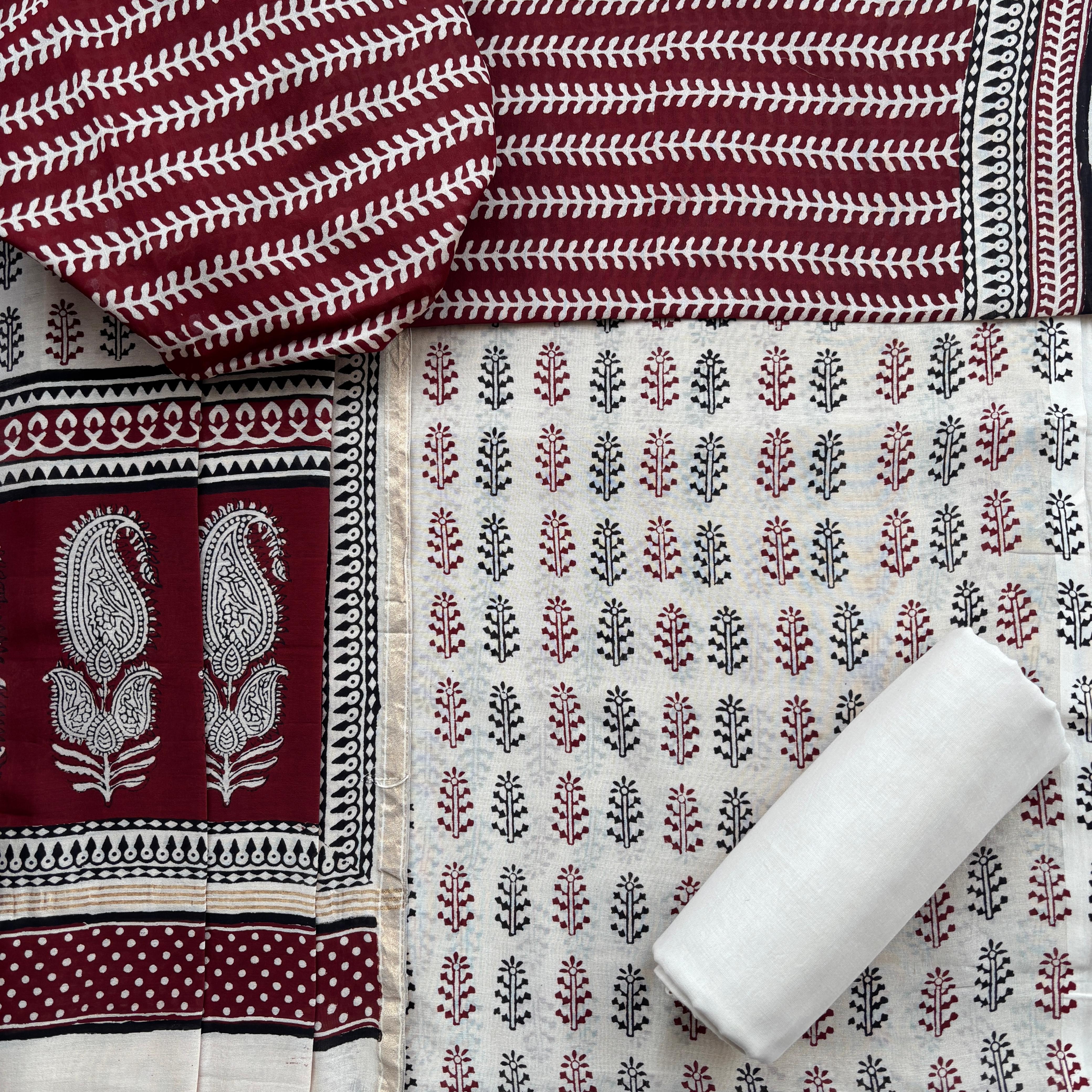 Shop unstitched bagh printed chanderi suits (CHA971)