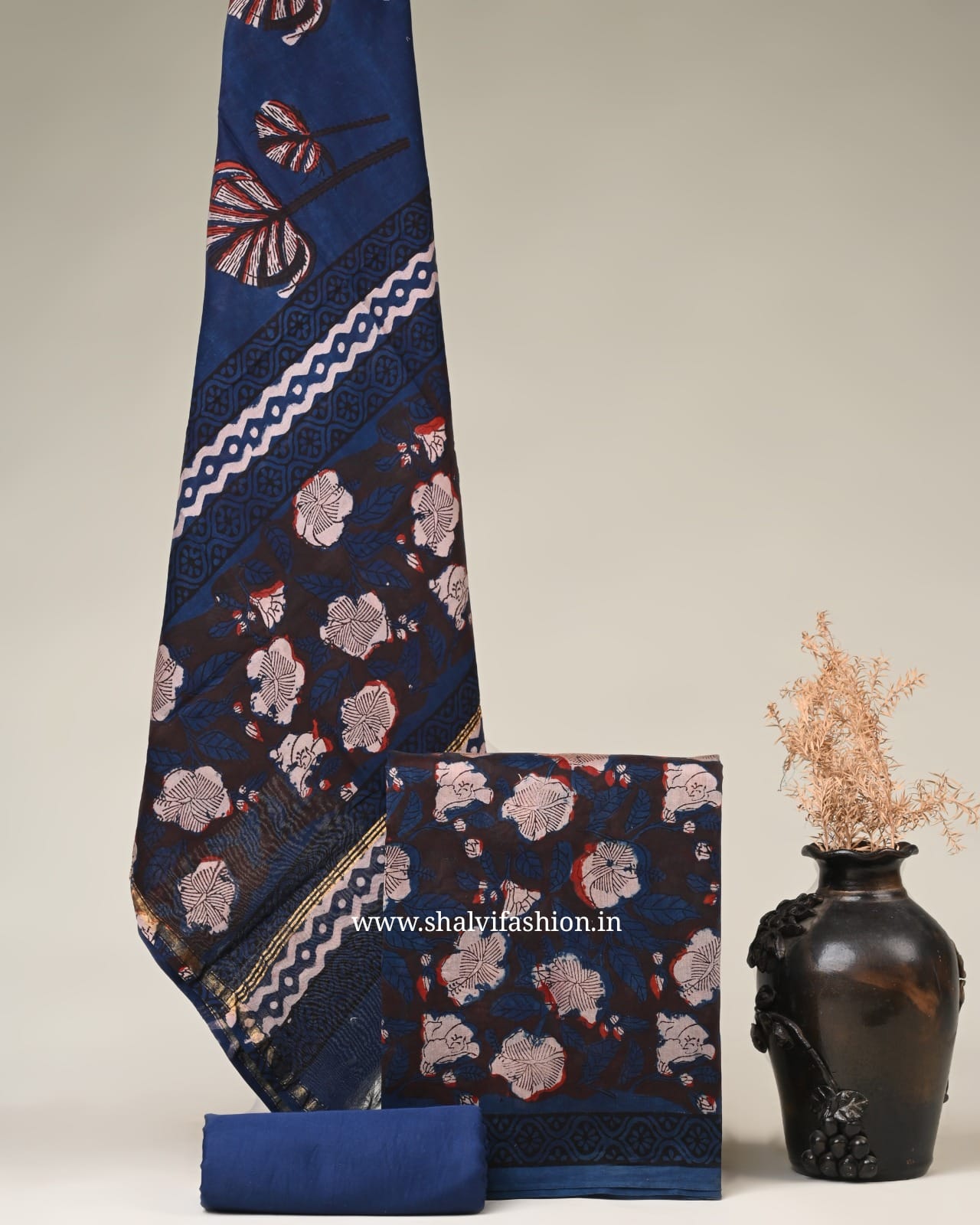 Shop unstitched jahota print chanderi silk suits online (CHA99)