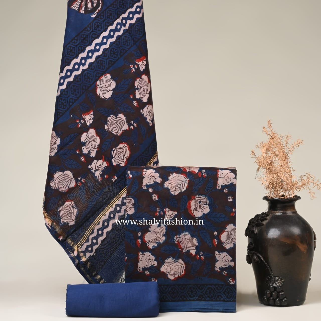 Shop unstitched jahota print chanderi silk suits online (CHA99)