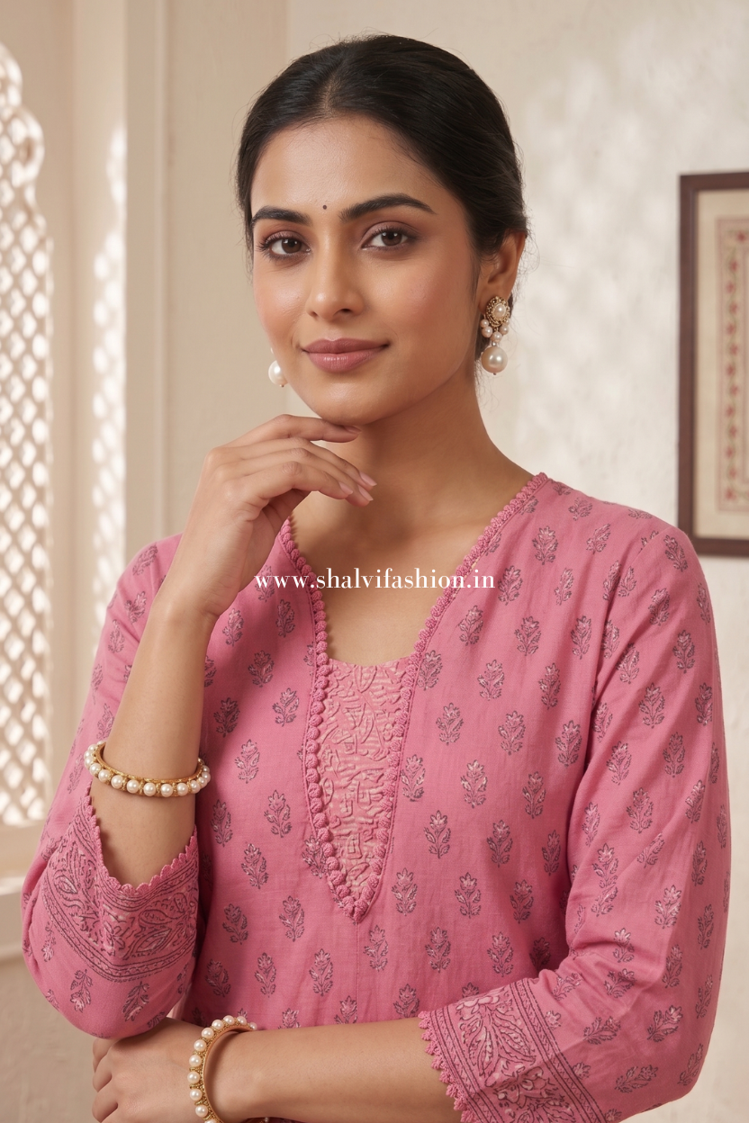 Shop block printed chanderi silk suits in jaipur (CHS04)