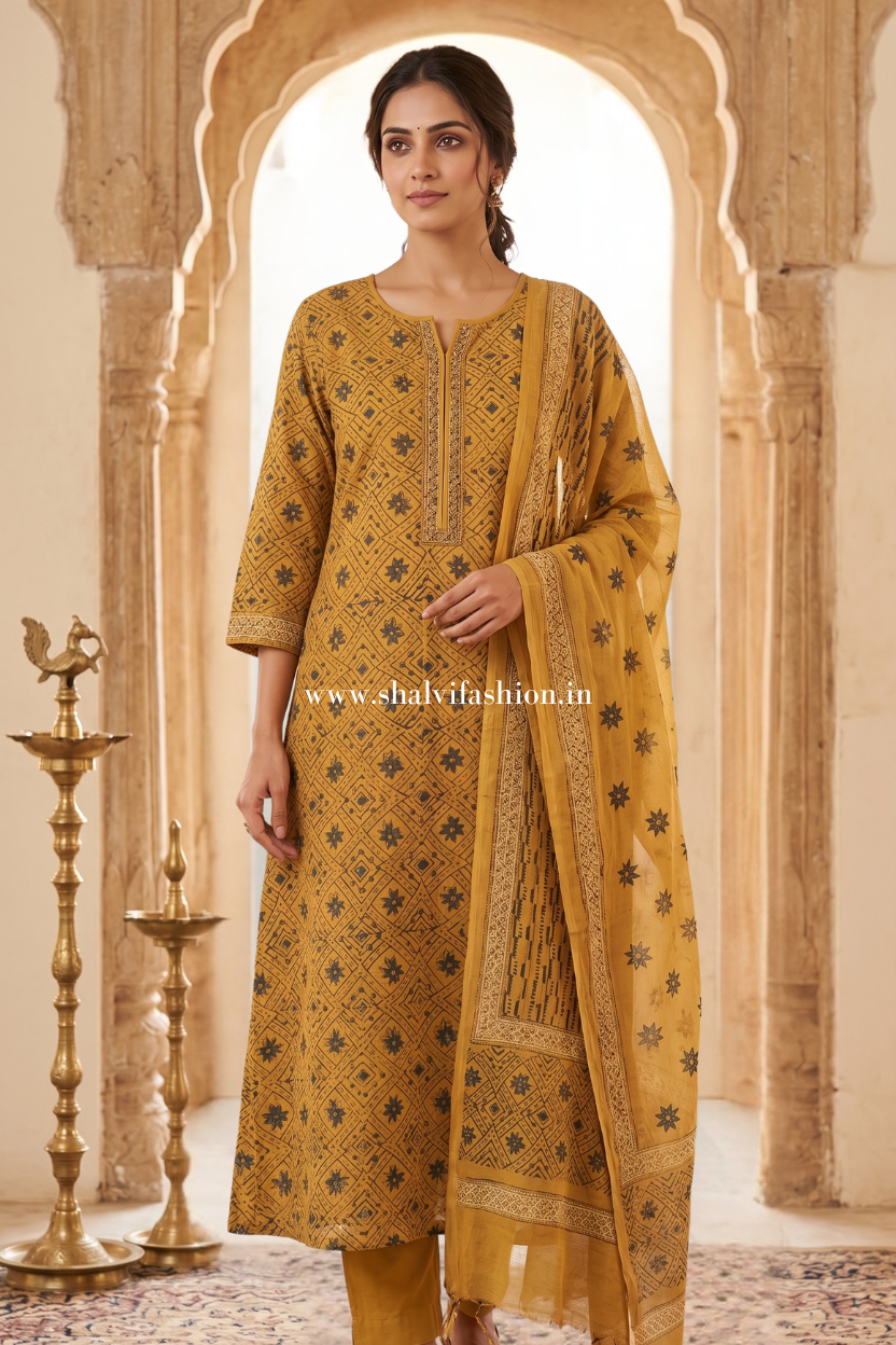 Shop sanganeri printed chanderi silk suits (CHS08)