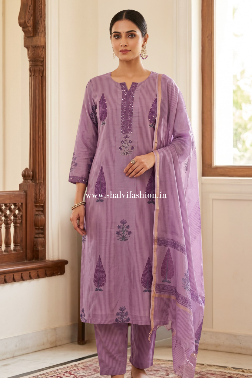 Shop hand block printed chanderi silk suits in jaipur (CHS10)