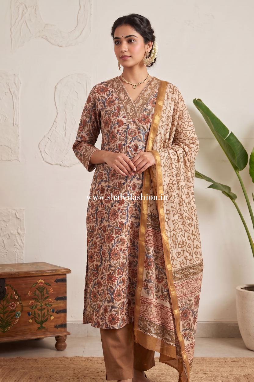 Shop hand block printed chanderi silk suits online (CHS15)