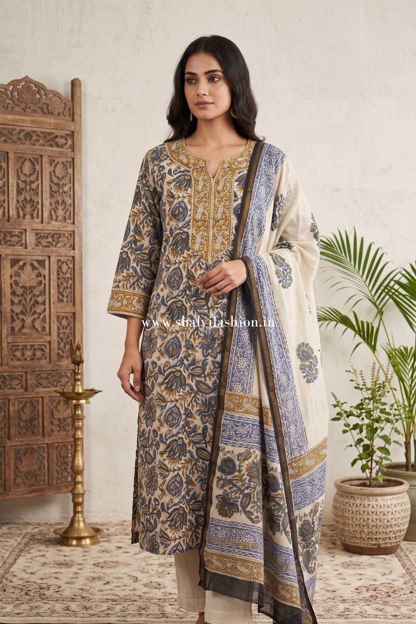 Shop block printed chanderi silk suits online shopping (CHS17)