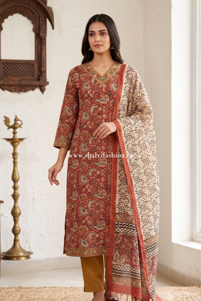 Shop block printed chanderi silk suits in jaipur (CHS18)