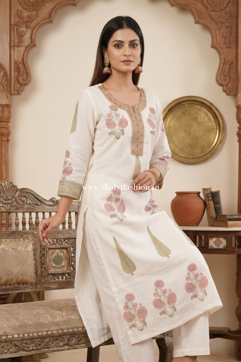 Shop jaipuri hand block print chanderi silk suit sets (CHS34)