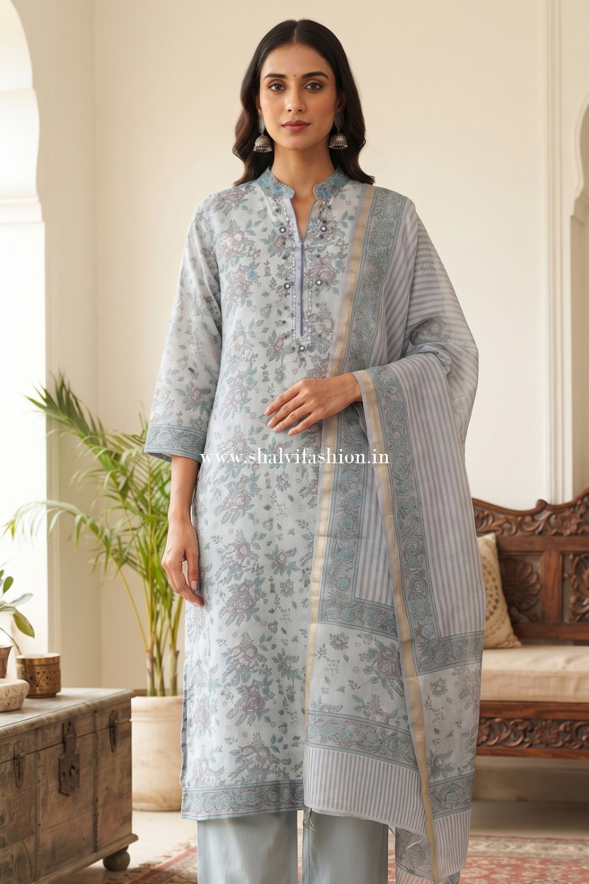 Shop hand block printed chanderi silk suits online (CHS67)