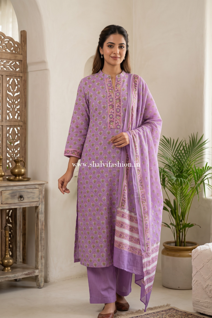 Shop hand block print chanderi suits online (CHS69)