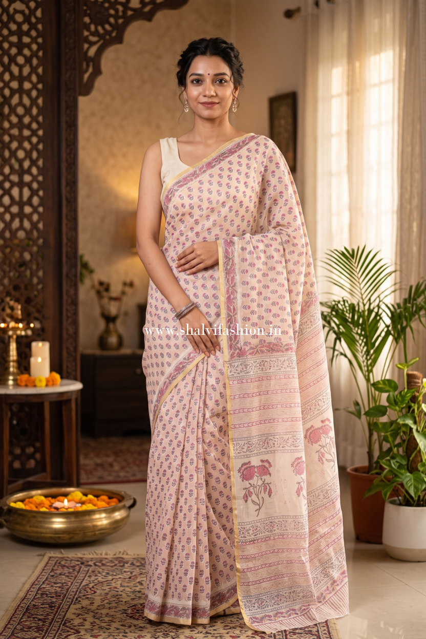 Beautifully Hand carfted Chanderi Saree (CHSAR14) - ShalviFashion