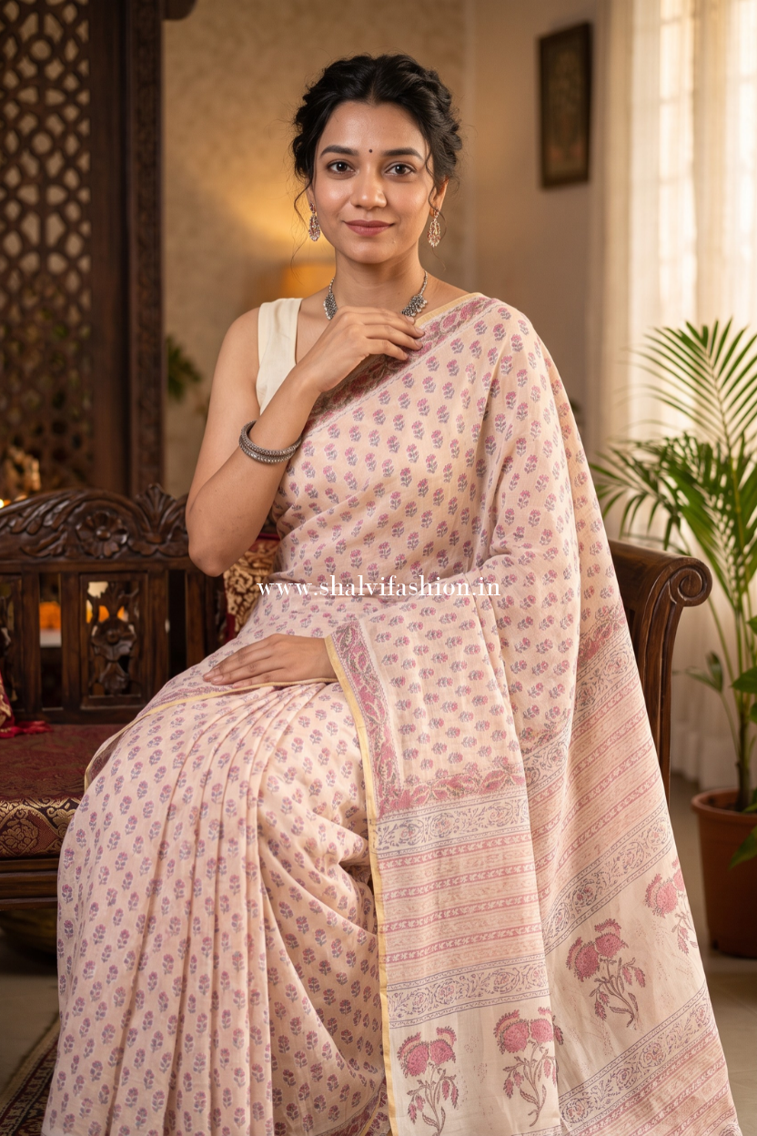 Beautifully Hand carfted Chanderi Saree (CHSAR14) - ShalviFashion